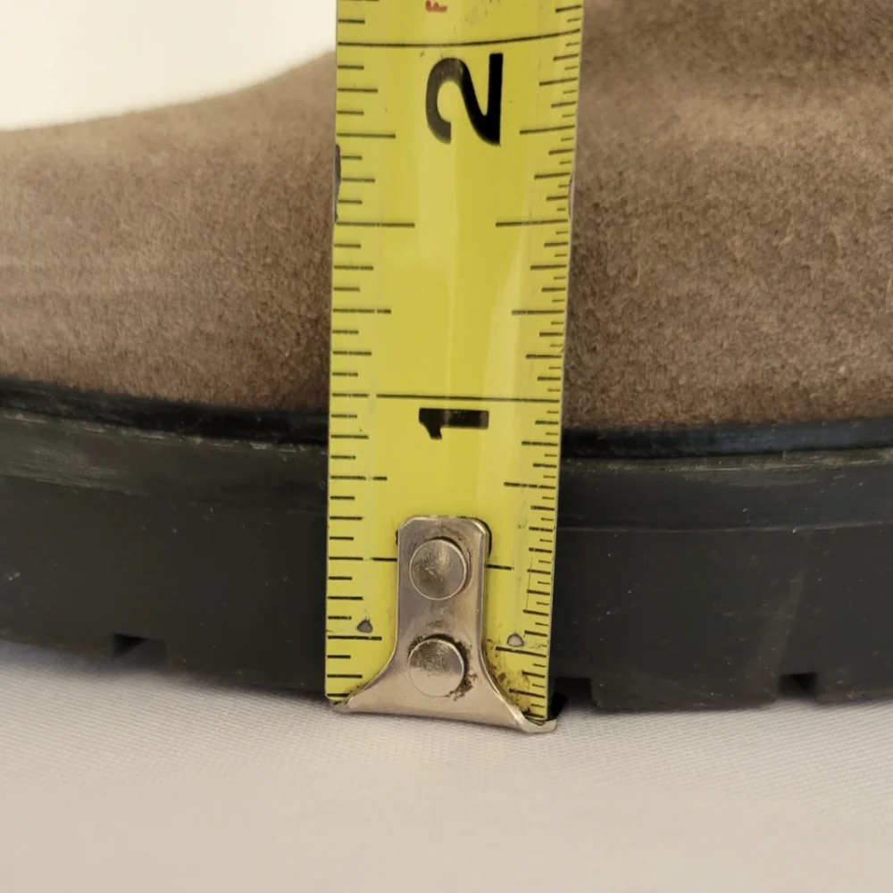 All Saints Lace Up Side Zipper Tan Taupe Suede Lug Combat Boots - Picture 12 of 13